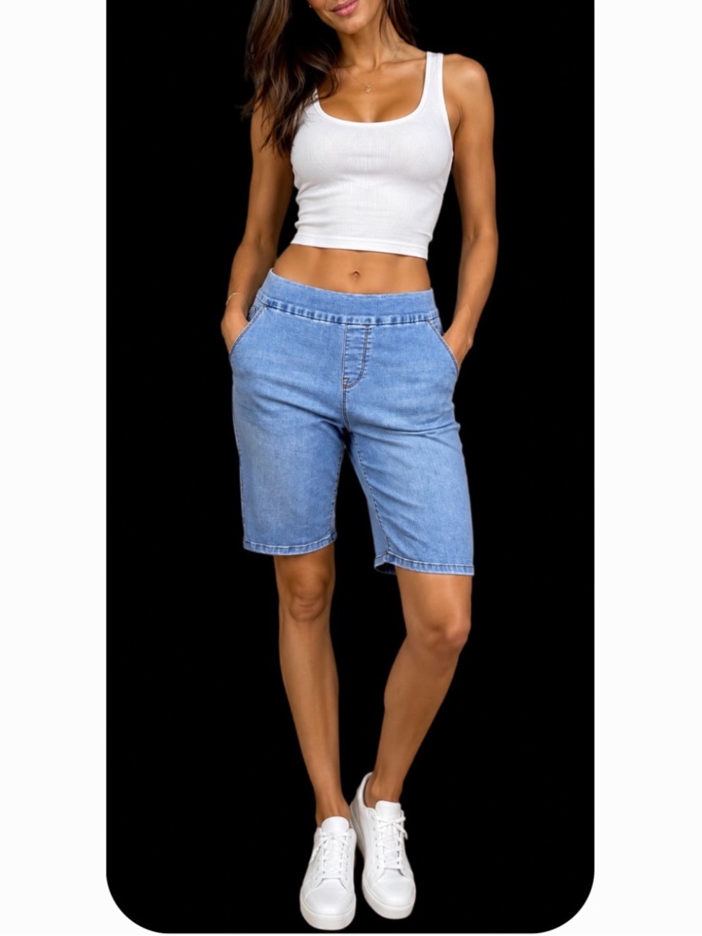 Gloria Vanderbilt Jean Shorts Amanda Pull On Stretch Slimming Effect size 18W